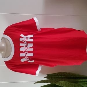 Pink Victoria's Secret Women's Ringer Tee Shirt Top Red Size XL/XG/EG/170/112A